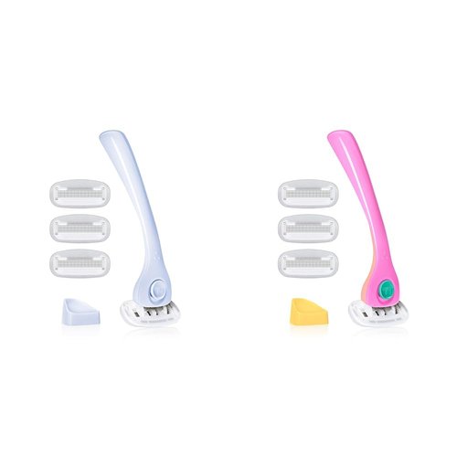 Billie Razors for Women Shave Kit with Women’s Razor, 4 x 5-Blade Razor Refills, Magnetic Holder - Cool Blue and Malibu