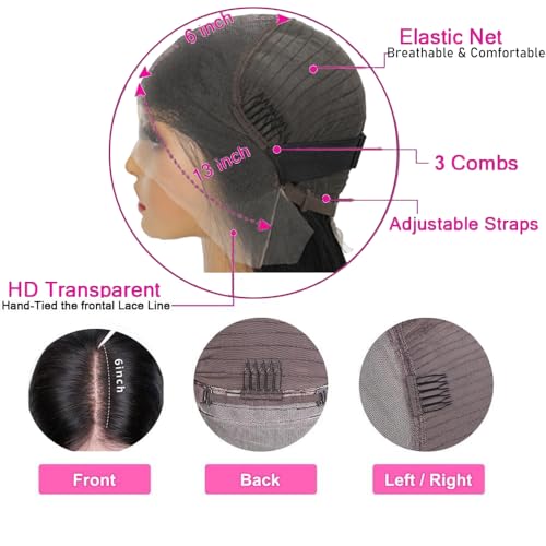 Deep Wave Lace Front Wigs Human Hair 13x6 Curly Wigs Human Hair 200% Density Wet and Wavy Lace Front Wigs Pre Plucked Deep Wave Wig for Women(32 Inch)