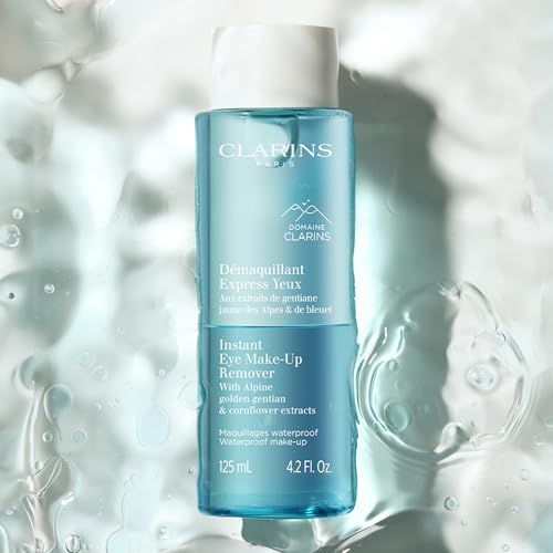 Clarins Instant Eye Make-Up Remover | Bi-Phase Remover For Heavy and Waterproof Eye Make-Up | Cleanses, Softens, Hydrates | Conditions Lashes | Ophthalmologist Tested | All Skin Types | 4.2 Ounces