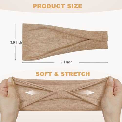 6 Pack Wide Headbands for Women - No Slip Hair Bands for Sports Yoga Workout Running Daily Use, Soft Stretchy Elastic Sweat Wicking Head Wraps Hair Accessories