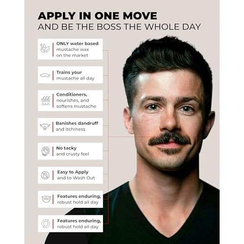 Bossman MUDstache Mustache Wax for Men + Acetate Folding Mustache & Beard Comb ? Unscented Styling and Grooming Kit