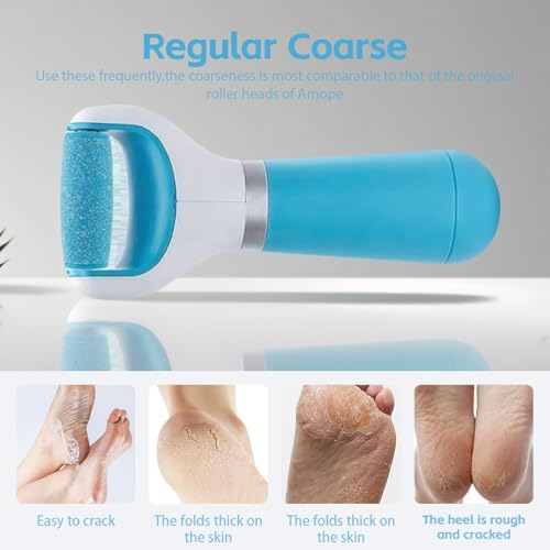 12 Pcs Replacement Rollers Head Refills Compatible with Amope Pedi-Perfect Pro Electric Callus Remover Foot File (6 Extra Coarse & 6 Regular Coarse)