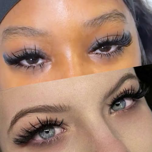 Yawamica 80D Wispy Lash Clusters 10-18mm with Spike Individual Lashes 13-19mm DIY Manga Lashes Clusters Volume Eyelash Clusters D Curly Cluster Eyelash Extensions Fairy Cluster Eyelashes 280pcs