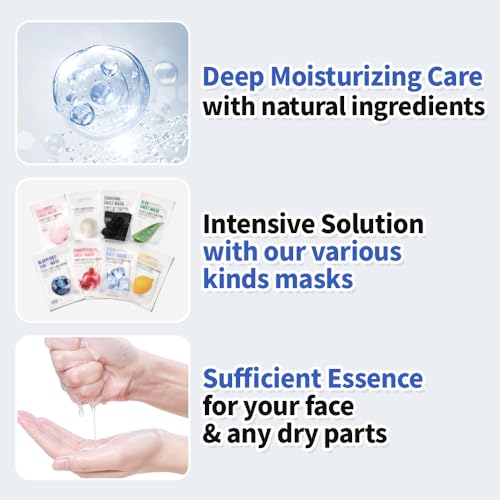 EUNYUL Purity Korean Collagen Face Mask for Skincare 8 Types x 5 Sets Hydrating and Nourishing