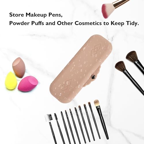 Silicone Makeup Brush Holder Bags: Cosmetic Case with Magnetic-Metal-Buttons for Travel, Makeup Pouch Case for Makeup Tools Storage