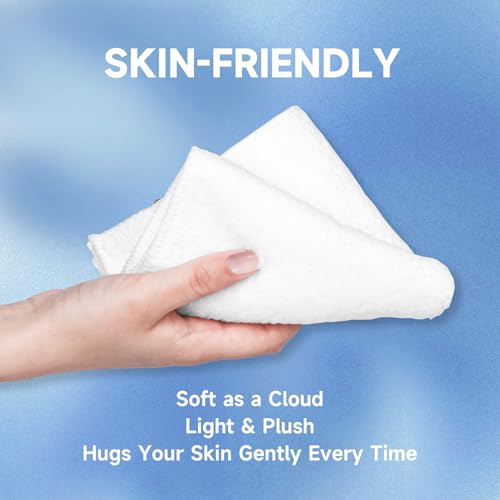 Coral Velvet White Washcloths 12 Pack, Highly Absorbent and Soft White Face Towels, Multi-Purpose Washcloths and Hand Towels for Bathroom, Hotel, Spa and Gym, 12 x 12 inches