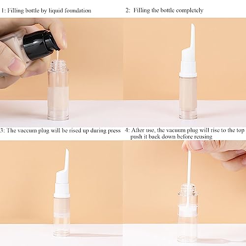 Qeuly 6 Pack Airless Pump Jars Travel Foundation Container, Travel Size Eye Cream Dispenser Empty Refillable Cosmetic Pump Bottles for Lotion Skincare Serum 5ml