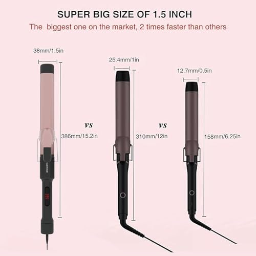 MEGAWISE Pro 1.25 Inch Ceramic Barrel Hair Curling Iron with 60s PTC Fast Heating, Anti-Scald Grip & Tip, Auto Shut Off, 360¡Æ Swivel Cord, 2 Clips & Heat-Resistant Glove Included