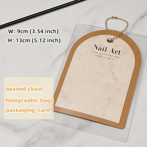 Acycoin2A 10PCS Handmade Ins Press On Nail Packaging Nail Gel Polish Sample Display Nail Art Background Card Dustproof Bag With Tie Bags