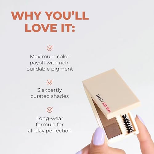 Beauty For Real Brow Max Ombre Brow Powder, Deep - Shapes, Balances & Defines Eyebrows - Long-Wear Formula - Vegan, Cruelty Free & Paraben Free