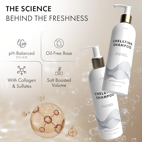 Chelating Shampoo ? For Oily Hair & Oily Scalp -Deep Cleansing Clarifying Shampoo- Removes Hard Water Buildup, Chlorine & Residue-Nourishes-No Silicones, No Parabens, Fresh Volume. 12 Fl Oz ( 355 ML)