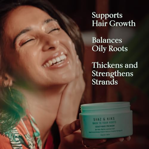 SHAZ & KIKS Essential Prewash Scalp+Hair Mask for Fine, Thin to Medium Hair | Deliver 35+ Essential Nutrients to Build Long-term Health | Stimulate Growth & Thicken Fine Strands | Color-Safe | 90ml
