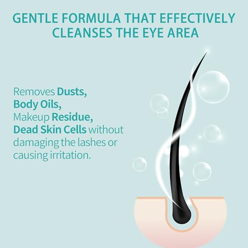 Lash Shampoo Bulk Upgraded Formula, Eyelash Cleanser for Extensions 1 Liter, Safe Makeup Remover, Non-irritating or Burning Formula Eyelid Foaming Cleanser for Professional Salon and Home Use