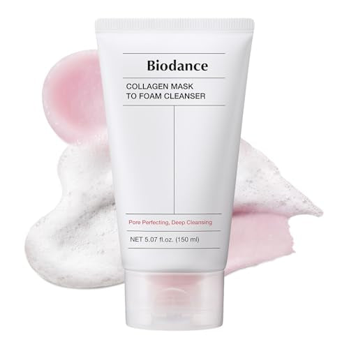 BIODANCE Collagen Mask To Foam Cleanser, Pink Face Wash for Women, 2-in-1 Pore Mask and Hydrating Foaming Facial Cleanser for Sensitive Skin, Oily Skin, Korean Skincare¤Ó5.07 fl. oz. (150 ml)