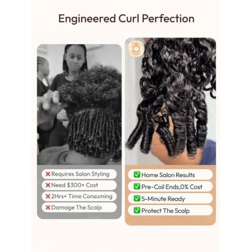 UNICE Bye Bye Knots 7x5 Lace Curly Wig Human Hair with Finger Coil Ends Glueless Pre Plucked Pre Cut Lace Wig 150% Density Beginner Friendly Put On and Go Human Hair Wigs for Black Women 20 inch