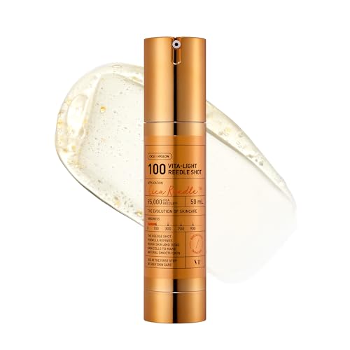 VT Cosmetics Vita-Light Reedle Shot 100, Serum with Vitamin C Capsules, Vitamin E, Hydrating Care, Korean Skincare for Sensitive Skin 1.69Fl Oz(50ml)