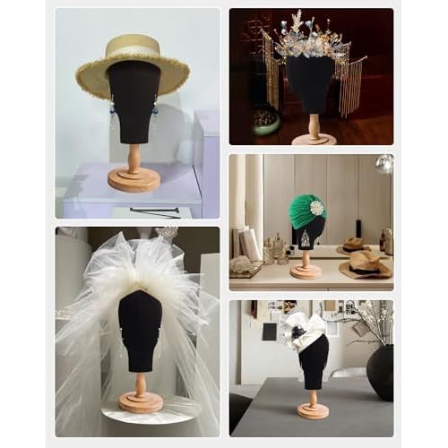 CHADWICK Black Mannequin Head for Wigs, Hats, 21 Inches Fursuit Head, Hat Stand Holder with Detachable Wood Stand, Professional Canvas Block for Shops, Home Decor, Hair Salon Display