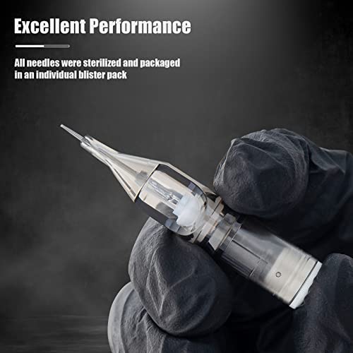 EZ Tattoo Cartridge Needles - 20Pcs #12 (7RL) Standard Round Liner Disposable Tattoo Needles Cartridges for Rotary Tattoo Machine Pen Gun - Revolution