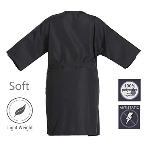 PERFEHAIR Salon Robes Smock for Clients, Pack of 8, Hair Salon Client Gown Cape, Black