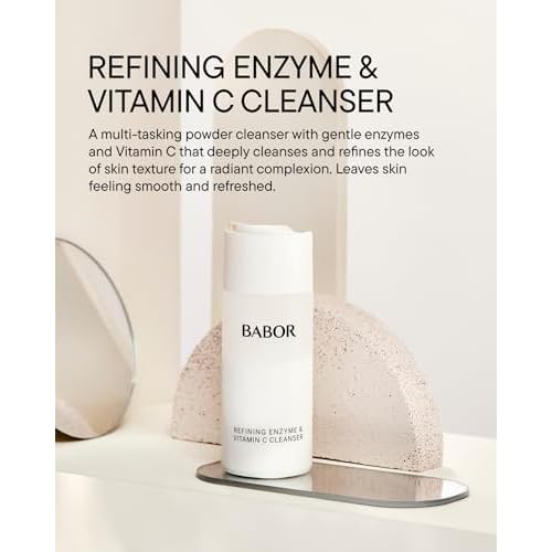 BABOR Enzyme & Vitamin C Powder Cleanser ? Water-Activated Face Wash for Brightening & Exfoliation | Gentle Daily Polish for the Look of Refined Pores & Radiant-Looking Skin | Travel-Friendly