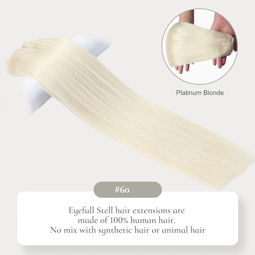Human Hair Extensions 22 inch 120G 7 PCS Platinum Blonde Straight Remy Long Clip In Real Brazilian 100% Human Hair Natural Thick Clip on Hair Extensions