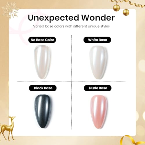 Beetles White Chrome Nail Powder for Gel Nails Pearl Cromer Nail Powder Mirror Effect Nails Gel Polish Glitter Manicure Holographic Pigment Nails Art Design Gifts for Women