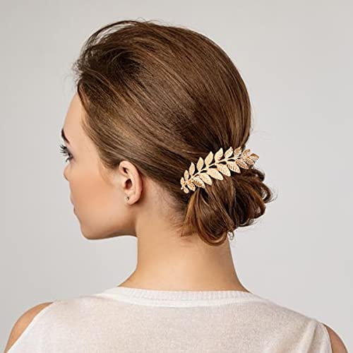 6 PCS Leaf Hair Side Combs Gold Rhinestone Hair Comb Clips with Teeth Wedding Headpiece Hair Accessories for Women, Girls, Bride, Bridesmaid(Gold and Silver)