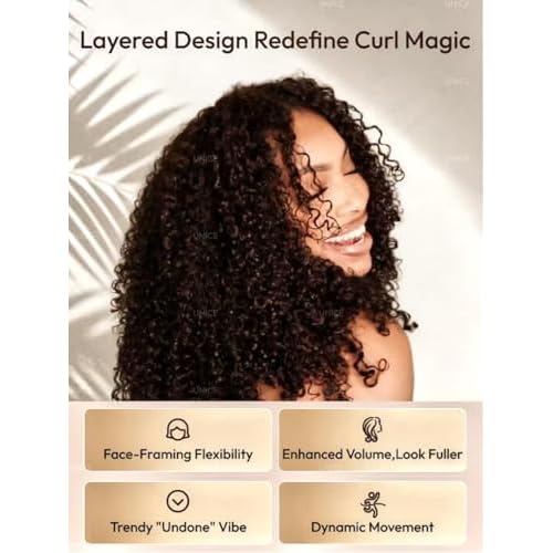 UNICE Curly Human Hair Wig with Finger Coil Ends Bye Bye Knots 7x5 Lace Glueless Wigs Human Hair Pre Plucked Pre Cut Bleached Knots Natural Hairline 150% Density 18 inch