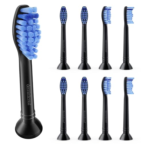 Replacement Heads - Compatible with Philips Sonicare Replacement Heads - Medium Replacement Toothbrush Head - Replaces HX6015/03 SimplyClean Toothbrush Heads - Black - 8 Pack