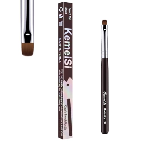 Nail Brush for French Tip, Clean Up Brush for Gel Polish Dual-Use Brush with Wooden Handle for Acrylic/Polygel/Builder Gel #8