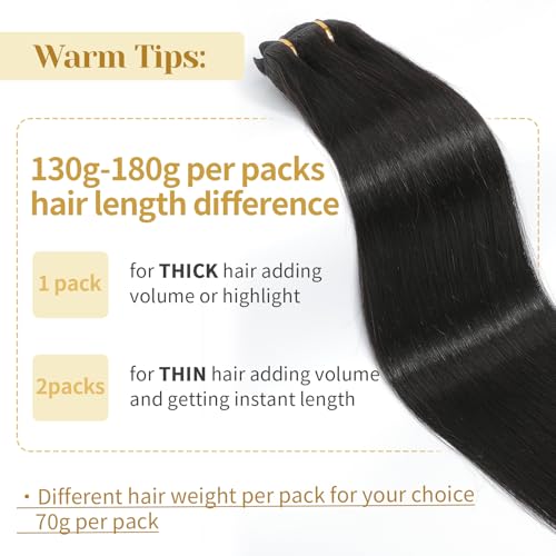 Clip in Hair Extensions Real Human Hair, Natural Black ? 20 Inch 7pcs 160g/Pack, Soft Hair Extensions Real Human Hair Clip ins Straight Suitable for all Hair Types (#1B 20 Inch)