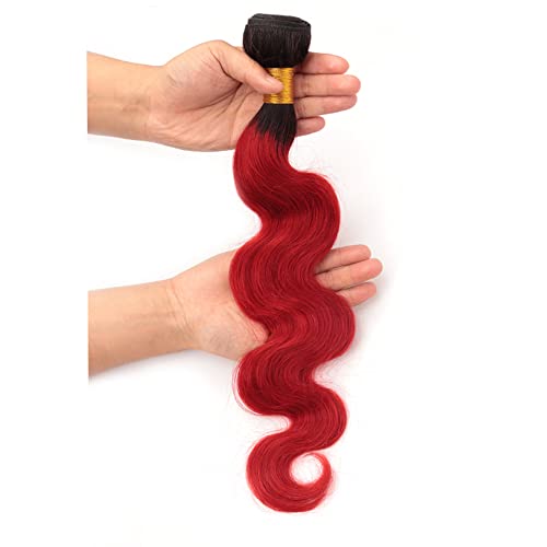 Red Body Wave Bundles Ombre Human Hair Bundle Tow Tone Black To Red Bundles 100% Unprocessed Virgin Hair Extensions 8 10 12 Inch
