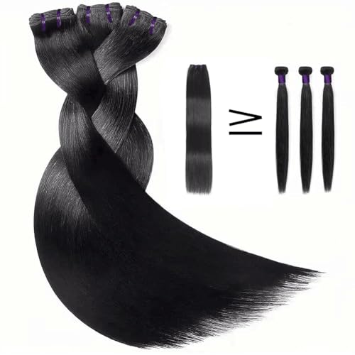 16A Straight Human Hair Bundles 100% Unprocessed Brazilian Virgin Hair Straight 3 Bundles Remy Hair Bundles for Black Women Natural Black