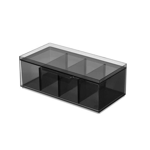 iDesign The Sarah TannoCollection Cosmetic Drawer Organizer,Made of Recycled Plastic,Smoke/Black Large