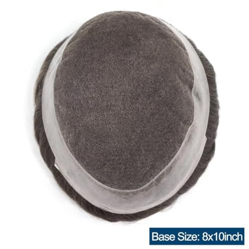 Mens Toupee Human Hair System for Men Protesis Capilar Hombre Pelo Humano Swiss Lace Mens Hair Piece Poly PU Skin Hair Unit Replacement for Men #5 Cool Toned Brown 8x10 Inch
