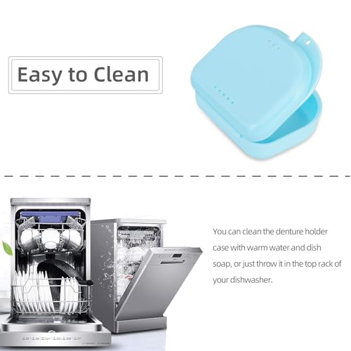 Annhua Dental Mouthguard Container Orthodontic Retainer Case with Vent Holes, Denture Holder Box Clear Aligner Case Slim for Household|Travel|Office - Bluish - Light & Easy to Carry