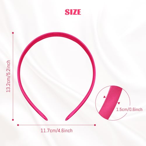 Cinaci 24 Pieces Candy Color Width 1.5cm/0.6" Plastic Headbands Satin Wrapped Blank Plain DIY Craft Project Headbands for Women Girls Teens Kids Hair Accessories