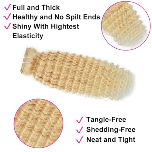 Blonde Clip in Extensions 8Pcs 110g Clip in Hair Extensions Real Human Hair Deep Wave 613 Blonde Clip ins Brazilian Remy Human Hair Extensions for Women Double Weft 30 Inch