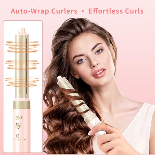 Hair Dryer Brush 8-in-1 Dual Voltage Hot Air Styler ? Fast-Drying 110,000 RPM Ionic Blow Dryer with Straightener & Curler Attachments, Frizz-Free Volumizing Styler with Protective Hard Case-Pink