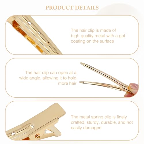 40 Pieces 9cm/3.5" Gold Metal Hair Salon Alligator Hair Styling Clips with Holes Duckbill Hair Sectioning Clips Hair Barrettes Accessories for Women Girls Teens