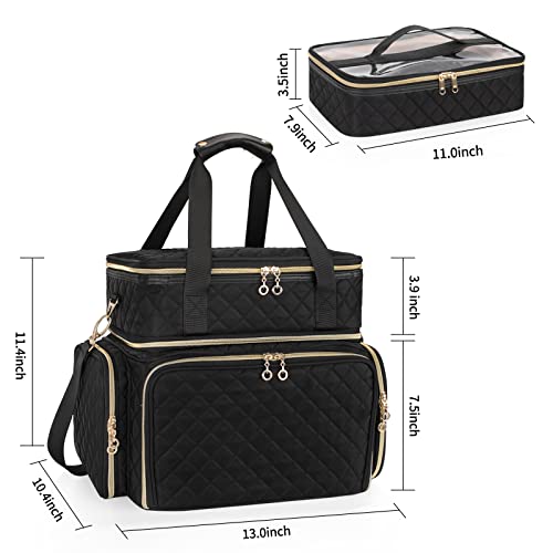 Ethereal Extra Large Polish Organizer Case Holds 70+ Bottles (15ml/0.5 fl.oz) UV lamp, Detachable Nail Bag with 2 Removable Pouches Fits Nail Suppiles, Nail Accessories
