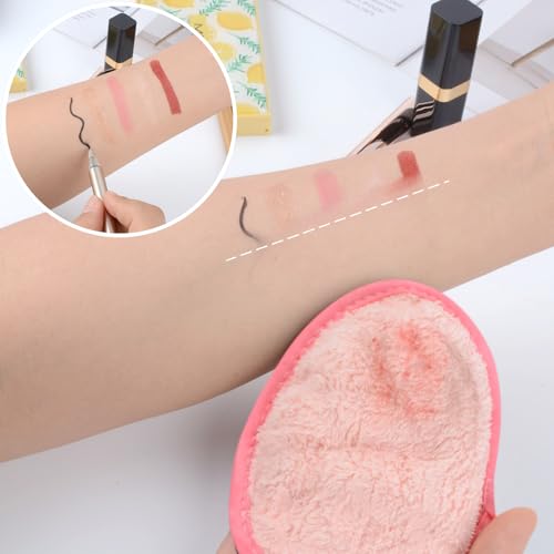 SINLAND Reusable Makeup Remover Pads For Face,Eye,Lips Microfiber Gentle Facial Cleansing Cloths for All Skin Types Friendly for Makeup Remover With Laundry Bag 5.1inchx3.93inch Pink Pack of 6