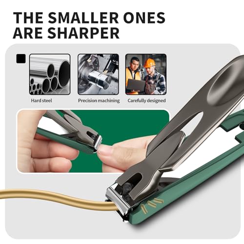 Nail Clippers with Catcher, 2-Pack Slanted & Curved Nail Clippers for Ingrown Toenails and Fingernails, Anti-Splash Nail Cutter for Men, Women, Seniors, Heavy-Duty Finger Nail Clippers Adult