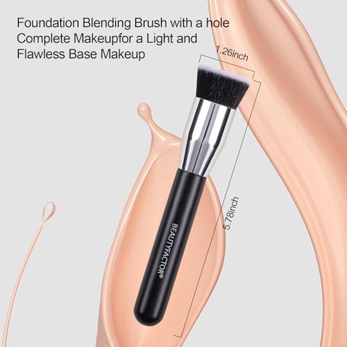 Foundation Brush with Hole,Professional Korean Makeup Brush Flat Makeup Brush for Liquid Cream Foundation or Flawless Powder Cosmetics(Black)