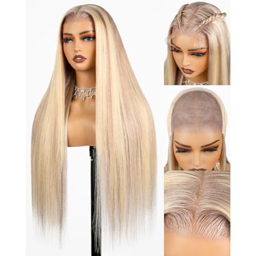6x5 Wear And Go Glueless Wigs Human Hair P10/613 Lace Front Wig Human Hair Blonde Lace Front Wig 220% Density Highlight HD Lace Pre Plucked (22inch)