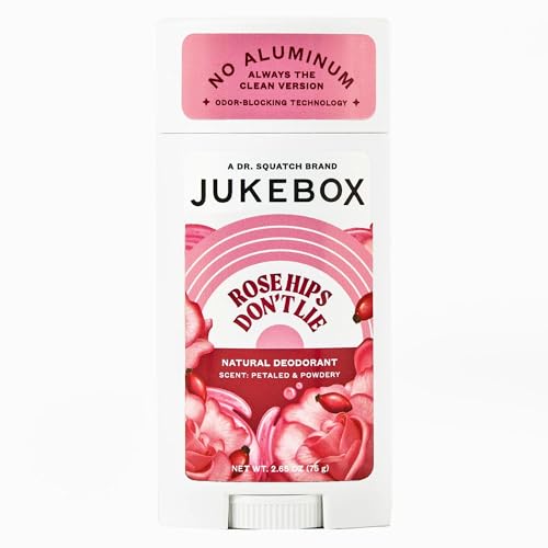 JUKEBOX Natural Deodorant for Women?Rose Hips Don't Lie Scent-Aluminum-Free, No Baking Soda, No Harsh Chemicals, Odor Blocking Technology, Rose, Praline, Lemon Zest-a Dr. Squatch Brand-2.65oz