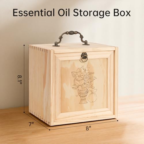 TORIBIO Essential Oil Storage Holder Organizer for 40 Bottles, Wooden Essential Oils Box Holds 5 10 15 20 30 ml for Young Living & Doterra Bottles