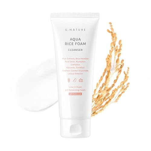 S.NATURE AQUA RICE FOAM CLEANSER | Facial Cleanser, Rice Extract Rice Powder Cleanser with Mild Cleansing, Glycerin,Vegan, Face Wash, Korean Skincare¤Ó 80ml 2.7 Fl Oz