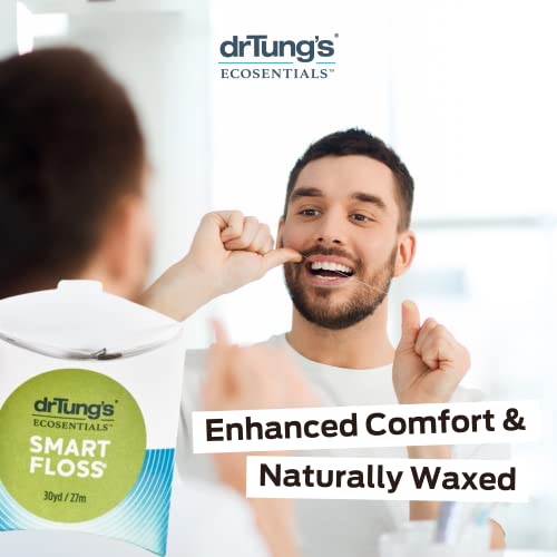 DrTung's Smart Floss - Natural Floss, PTFE & PFAS Free Floss, Gentle on Gums, Expands & Stretches, BPA Free - Natural Dental Floss Cardamom Flavor (Pack of 18)