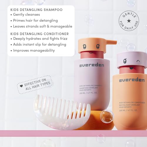 Evereden Kids Haircare Set: Hair Detangling Shampoo & Conditioner for Children Ages 3+, Plant Protein Peptides & Argan Oil, Vegan, Free from Sulfate, Paraben, Phthalate & Petrolatum